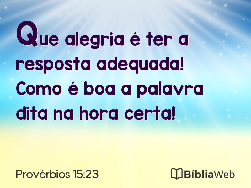 Provérbios 15:23 em imagem para compartilhar