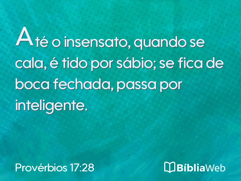 Provérbios 17:28 em imagem para compartilhar