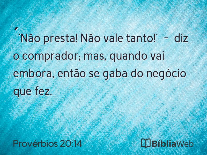 Provérbios 20:14 em imagem para compartilhar