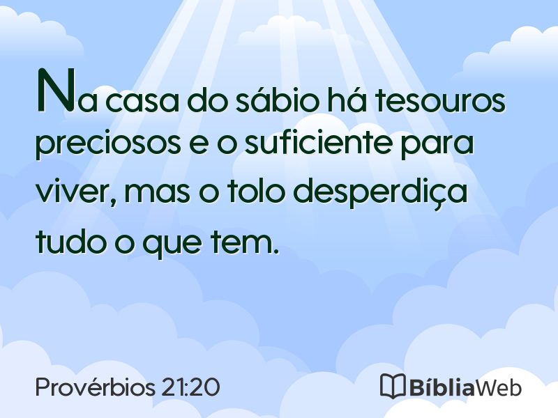 Provérbios 21:20 em imagem para compartilhar