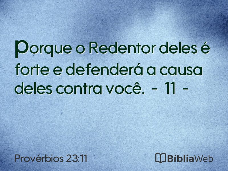 Provérbios 23:11 em imagem para compartilhar