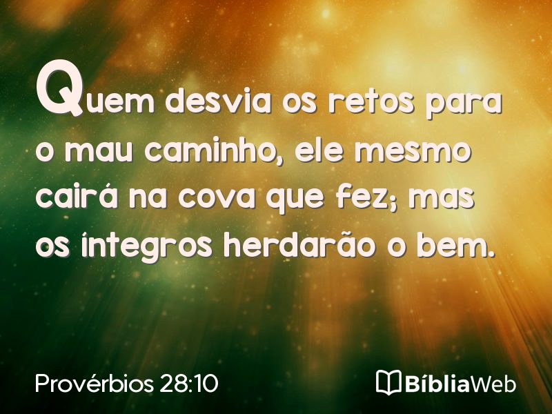 Provérbios 28:10 em imagem para compartilhar