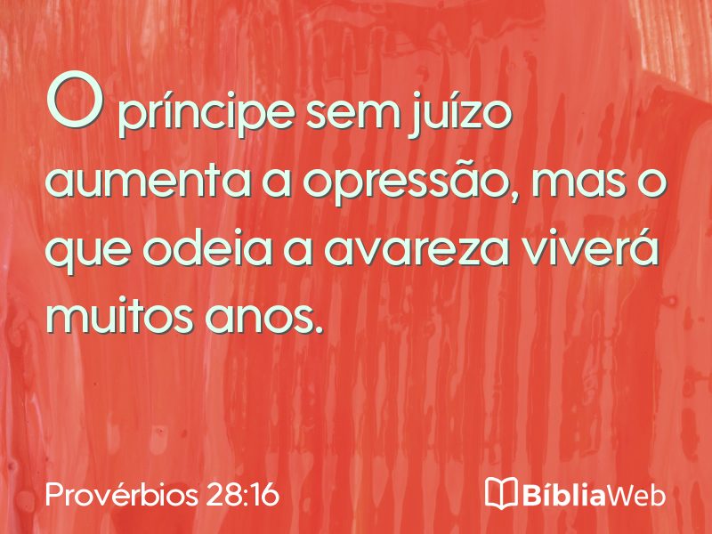 Provérbios 28:16 em imagem para compartilhar