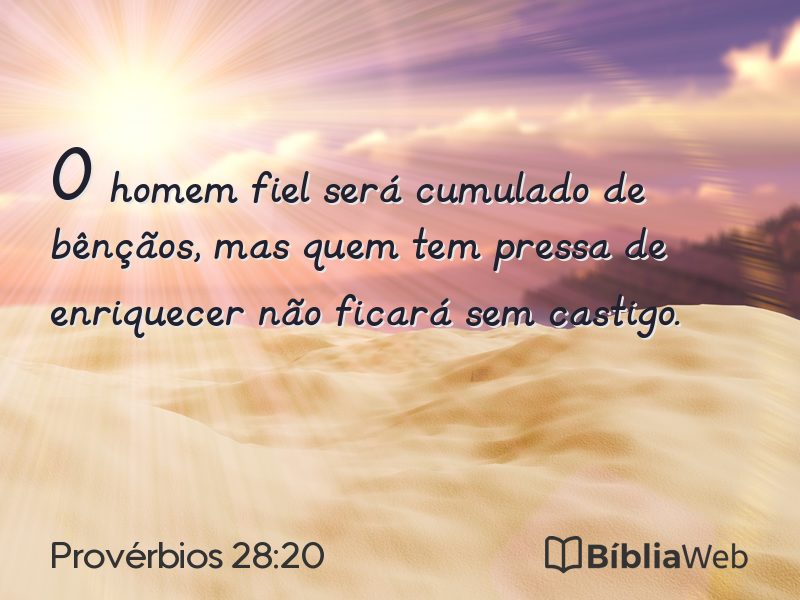 Provérbios 28:20 em imagem para compartilhar