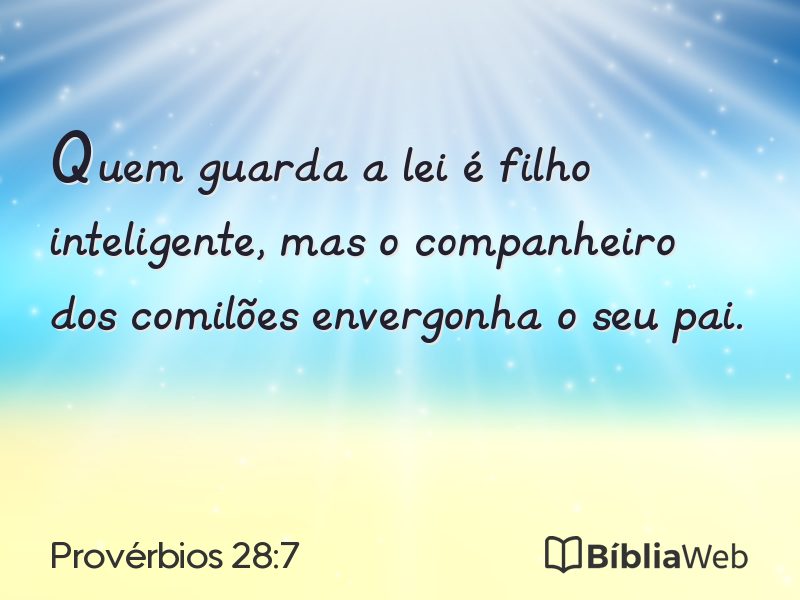 Provérbios 28:7 em imagem para compartilhar