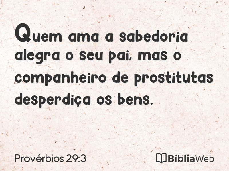 Provérbios 29:3 em imagem para compartilhar