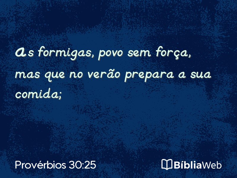 Provérbios 30:25 em imagem para compartilhar