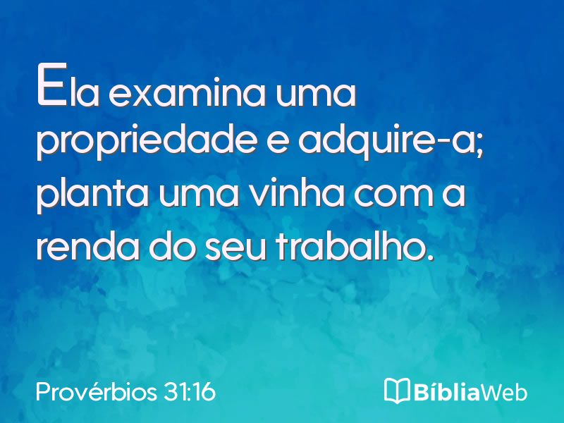 Provérbios 31:16 em imagem para compartilhar