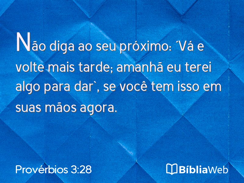 Provérbios 3:28 em imagem para compartilhar