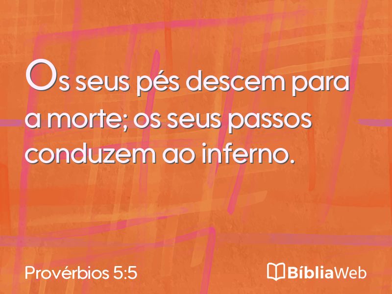 Provérbios 5:5 em imagem para compartilhar