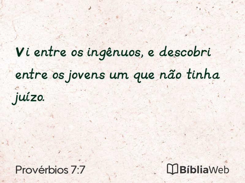 Provérbios 7:7 em imagem para compartilhar