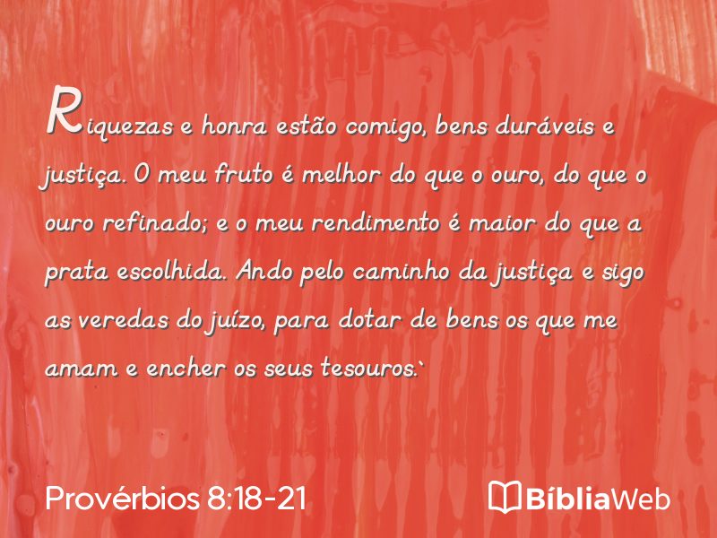 Provérbios 8:18-21 em imagem para compartilhar