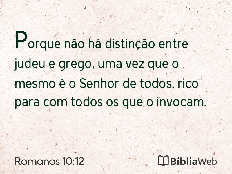 Romanos 10:12 em imagem para compartilhar