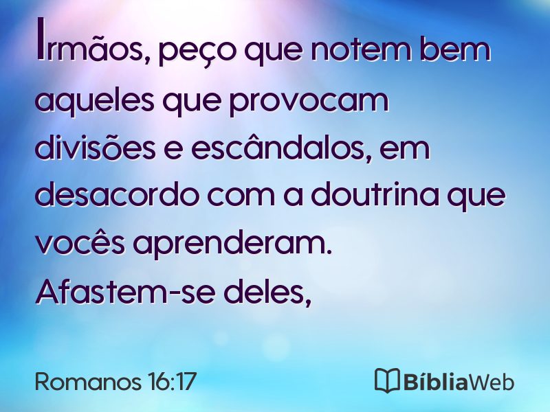 Romanos 16:17 em imagem para compartilhar