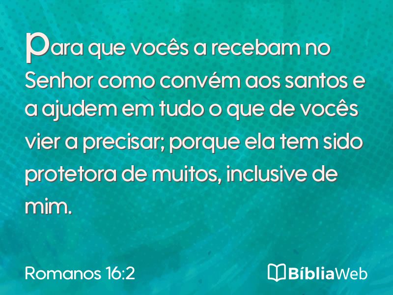 Romanos 16:2 em imagem para compartilhar