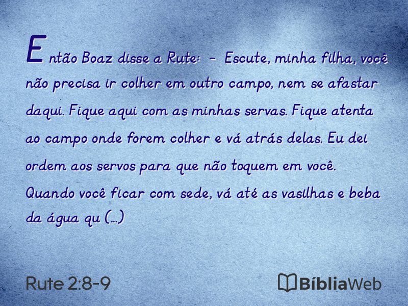 Rute 2:8-9 em imagem para compartilhar