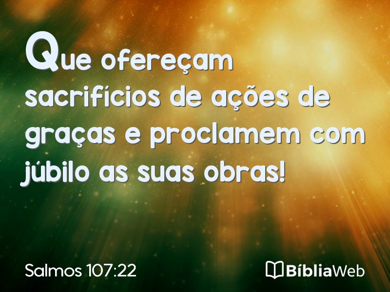 Salmos 107:22 em imagem para compartilhar
