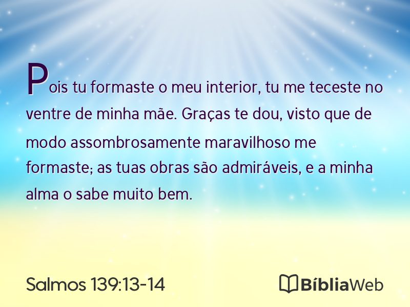 Salmos 139:13-14 em imagem para compartilhar