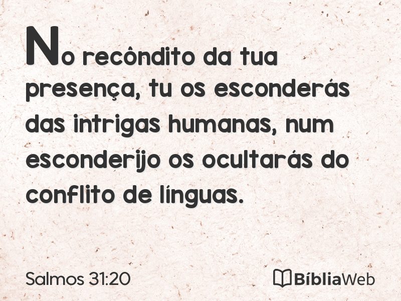 Salmos 31:20 em imagem para compartilhar