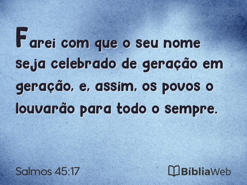 Salmos 45:17 em imagem para compartilhar