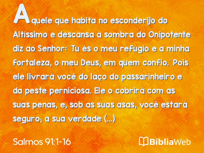Salmos 91:1-16 em imagem para compartilhar