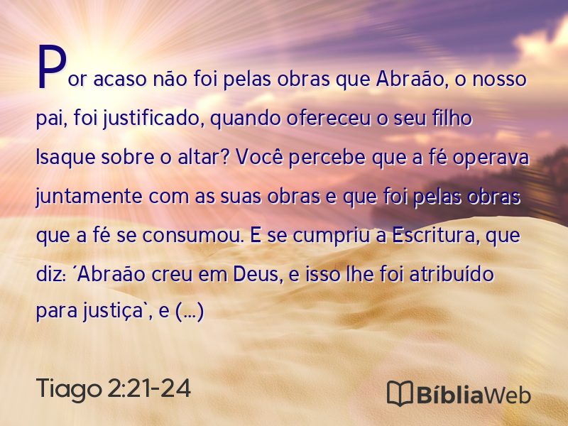 Tiago 2:21-24 em imagem para compartilhar