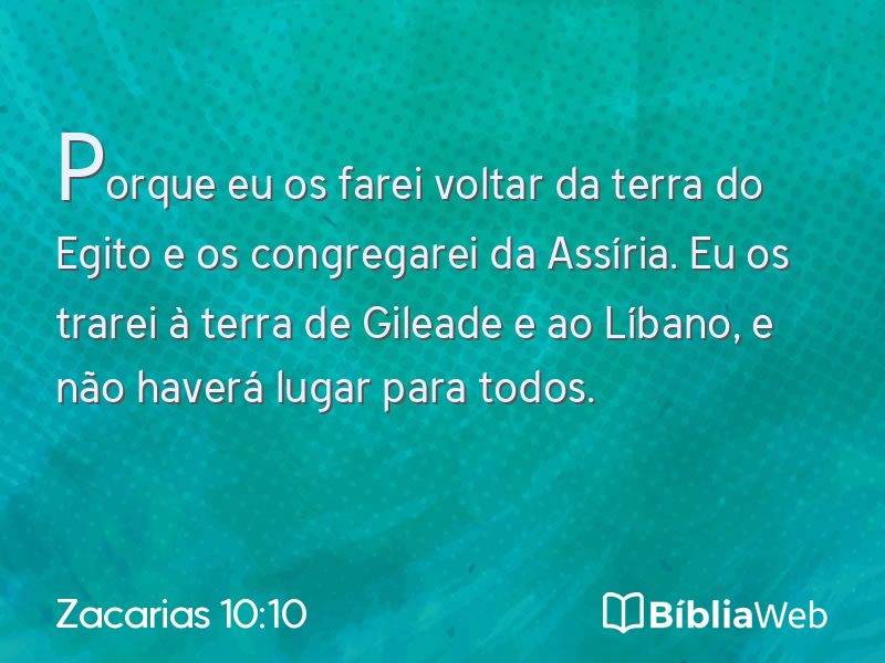 Zacarias 10:10 em imagem para compartilhar