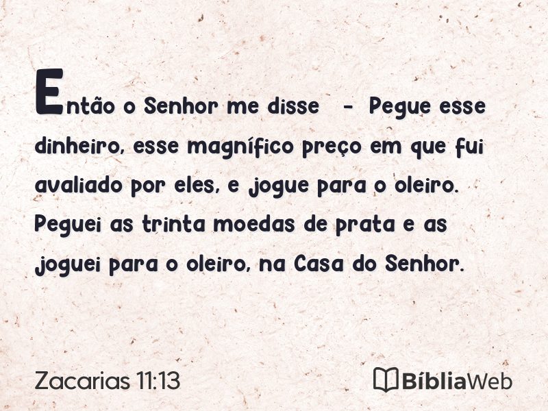 Zacarias 11:13 em imagem para compartilhar