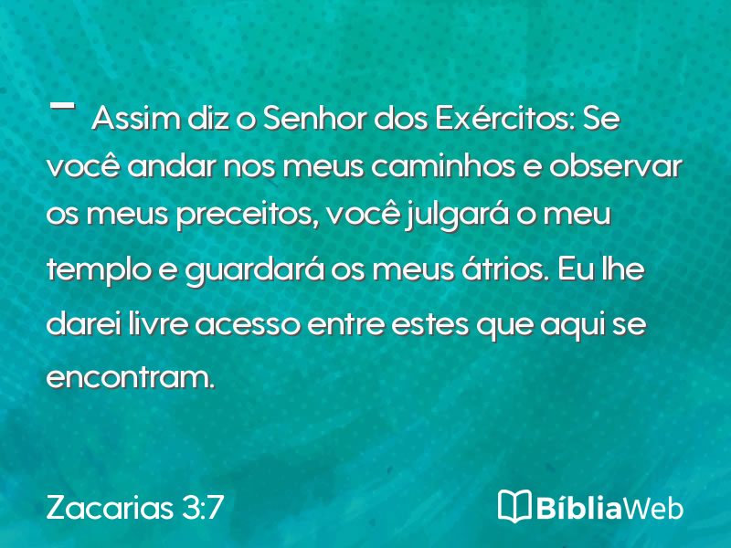 Zacarias 3:7 em imagem para compartilhar