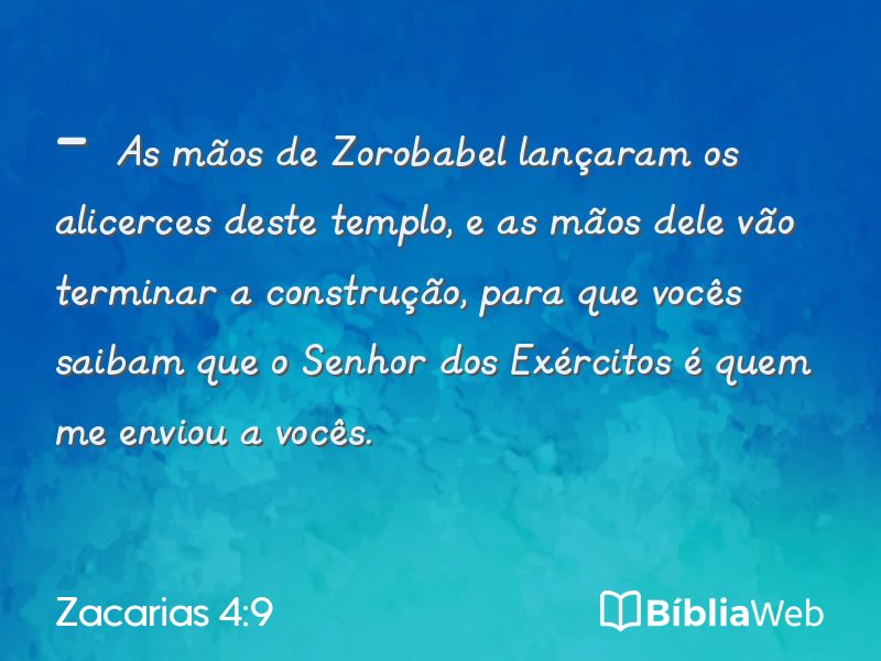 Zacarias 4:9 em imagem para compartilhar