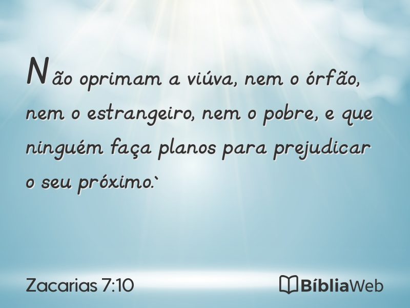 Zacarias 7:10 em imagem para compartilhar