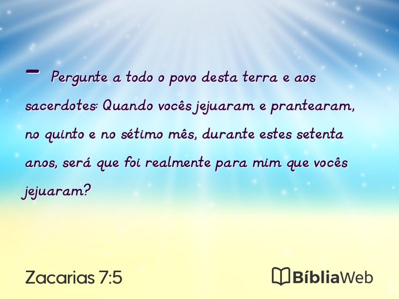 Zacarias 7:5 em imagem para compartilhar