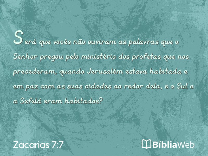 Zacarias 7:7 em imagem para compartilhar