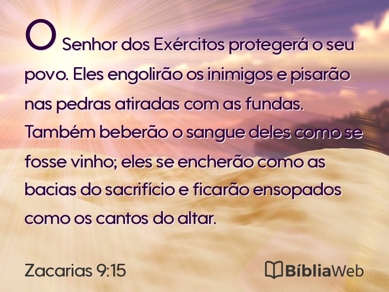 Zacarias 9:15 em imagem para compartilhar