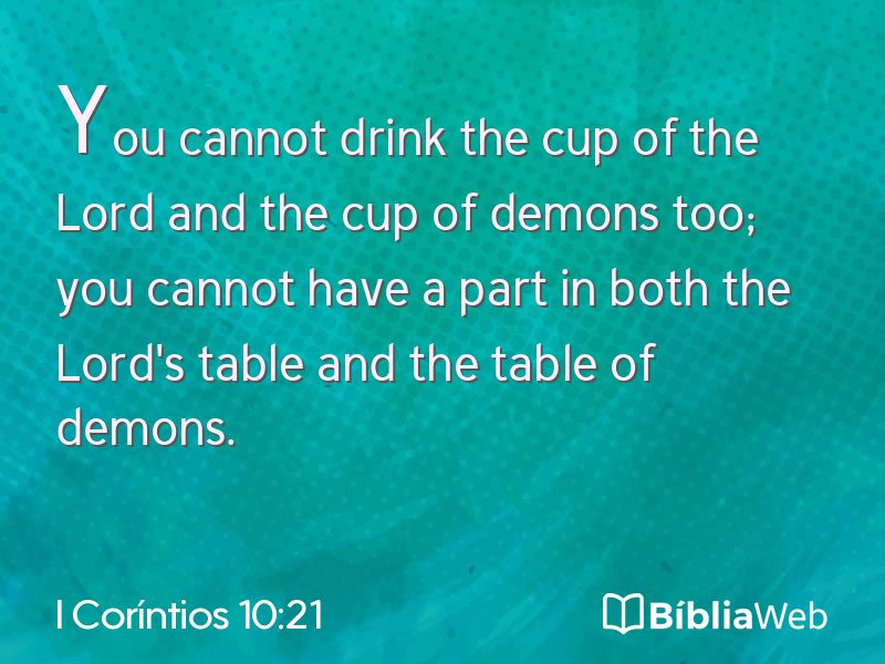 I Coríntios 10:21 em imagem para compartilhar