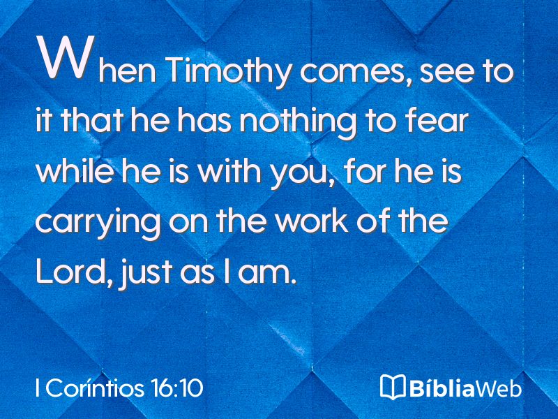 I Coríntios 16:10 em imagem para compartilhar