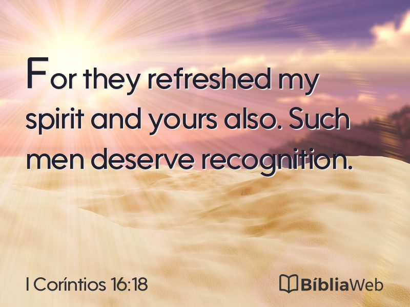 I Coríntios 16:18 em imagem para compartilhar