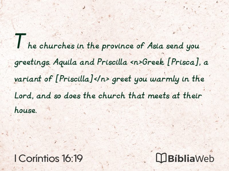 I Coríntios 16:19 em imagem para compartilhar