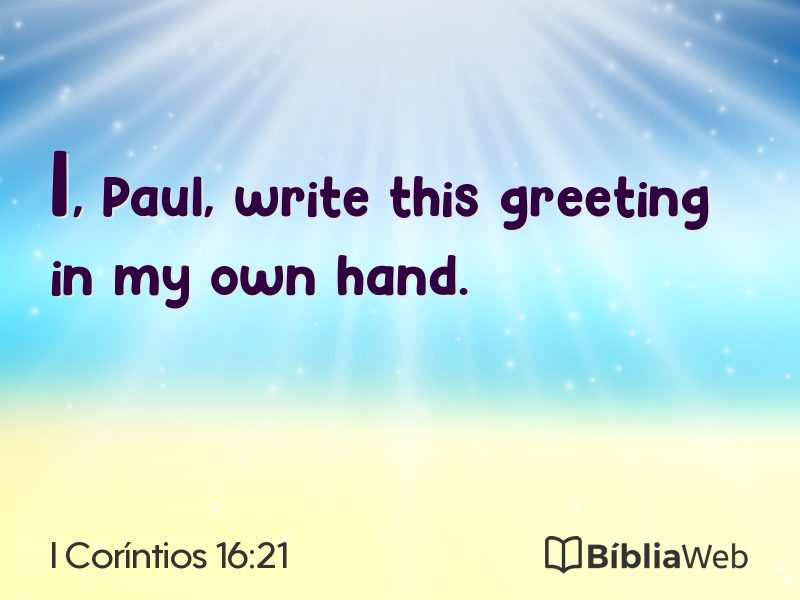 I Coríntios 16:21 em imagem para compartilhar