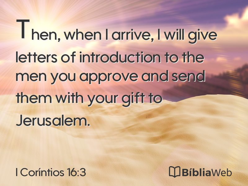I Coríntios 16:3 em imagem para compartilhar