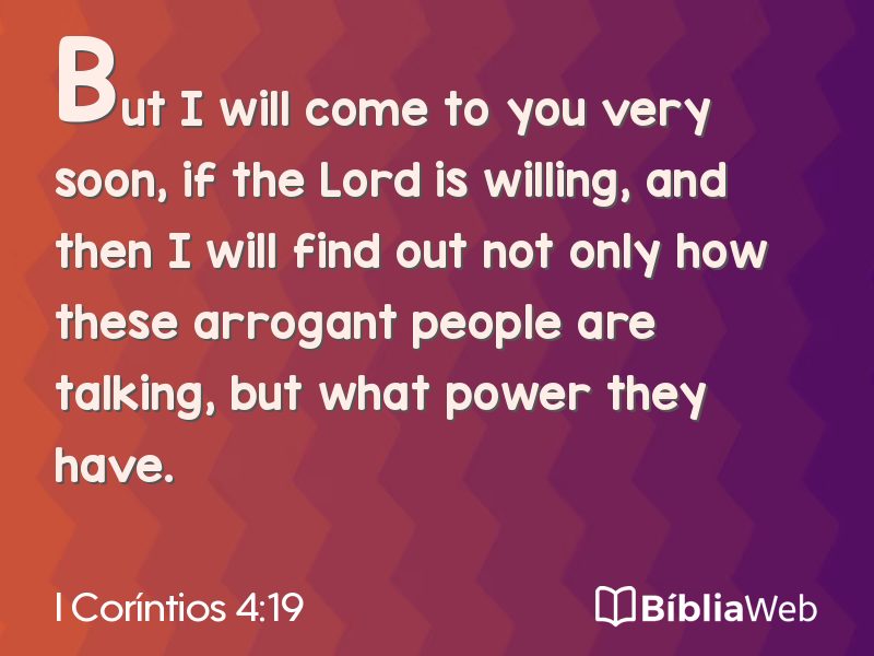 I Coríntios 4:19 em imagem para compartilhar