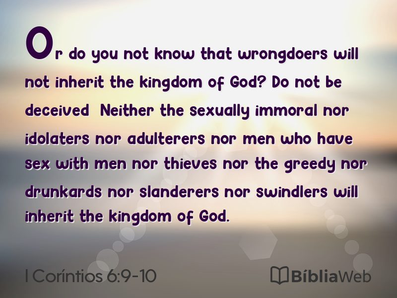 I Coríntios 6:9-10 em imagem para compartilhar