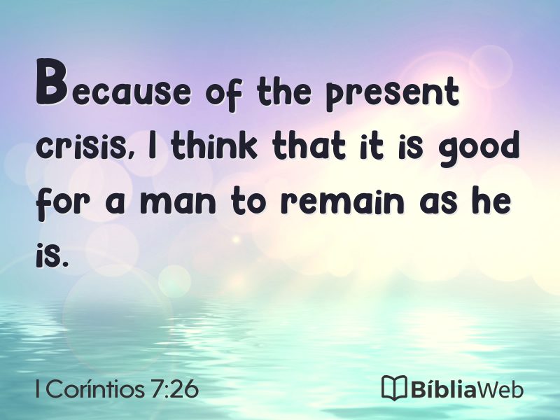 I Coríntios 7:26 em imagem para compartilhar