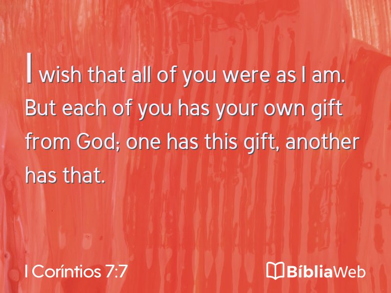 I Coríntios 7:7 em imagem para compartilhar