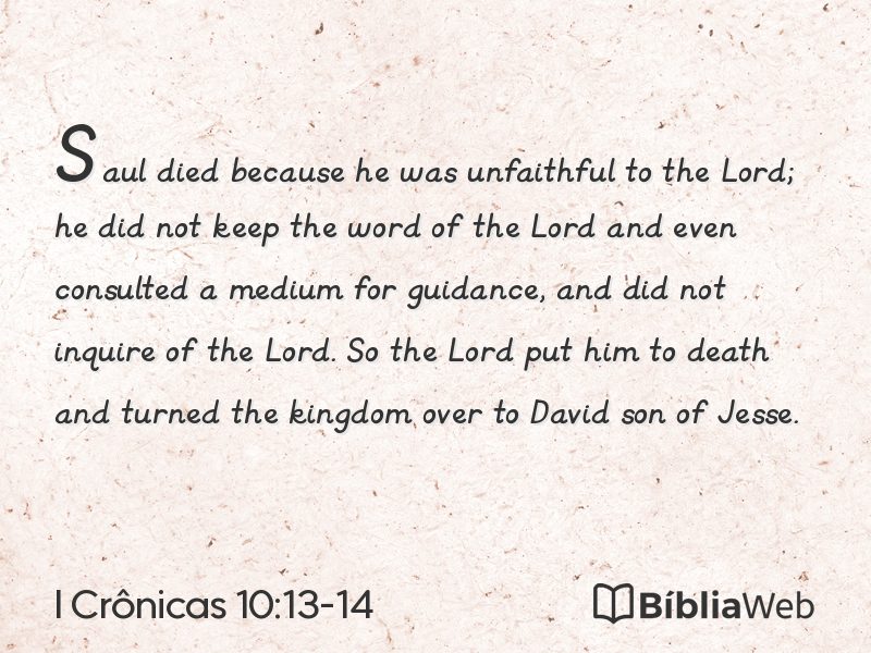 I Crônicas 10:13-14 em imagem para compartilhar