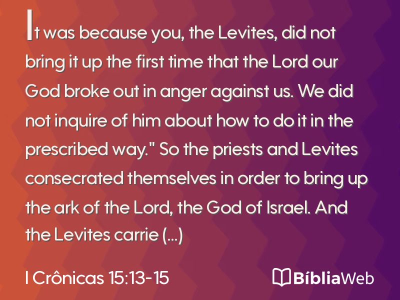 I Crônicas 15:13-15 em imagem para compartilhar