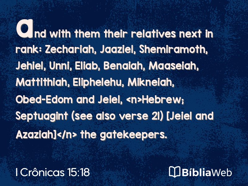 I Crônicas 15:18 em imagem para compartilhar