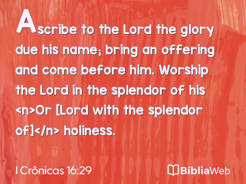 I Crônicas 16:29 em imagem para compartilhar