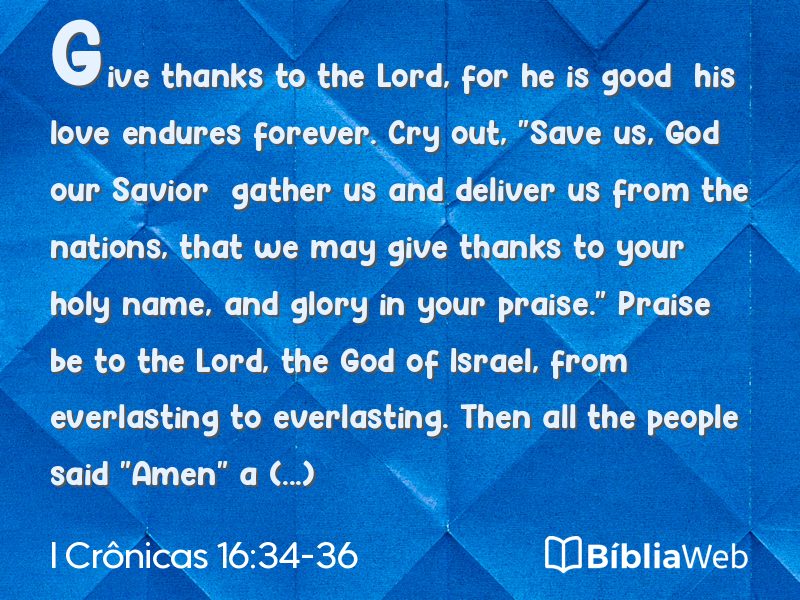 I Crônicas 16:34-36 em imagem para compartilhar
