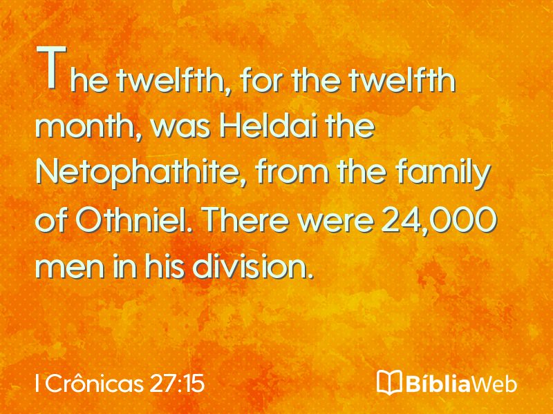 I Crônicas 27:15 em imagem para compartilhar